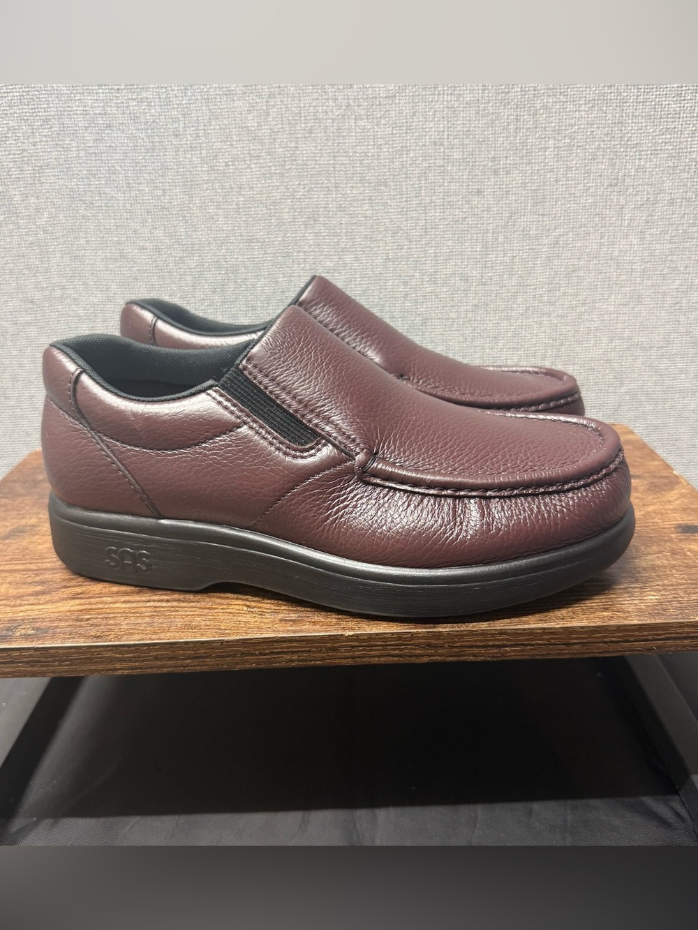 SAS Brown Leather Slip-On Loafers